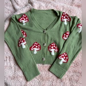 green mushroom cardigan